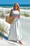Juno Knit Top Woven Tank Dress : White/Navy