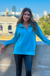 Thea Vintage Wash Long Pullover : Capri Blue