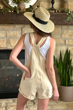 Etta Denim Romper : Sand Stone