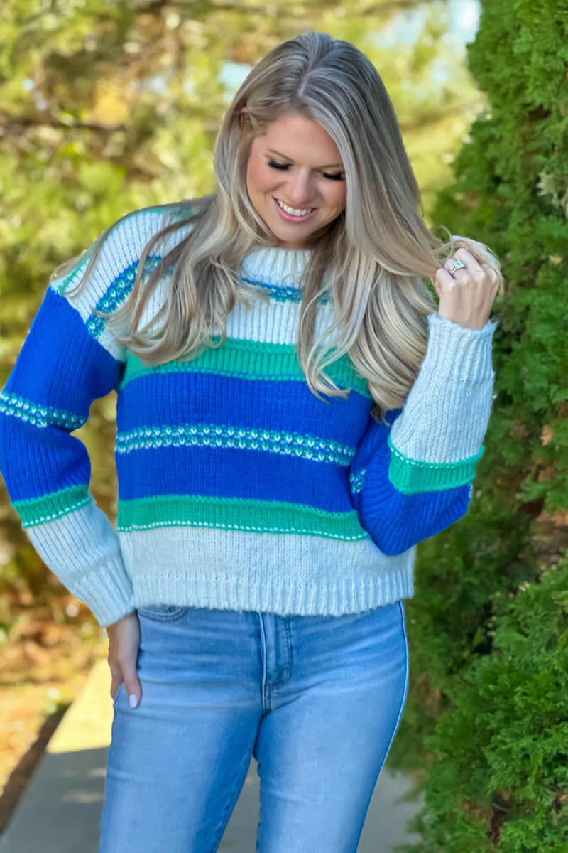 Tina Striped Sweater : Blue Stripe