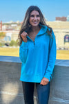 Thea Vintage Wash Long Pullover : Capri Blue