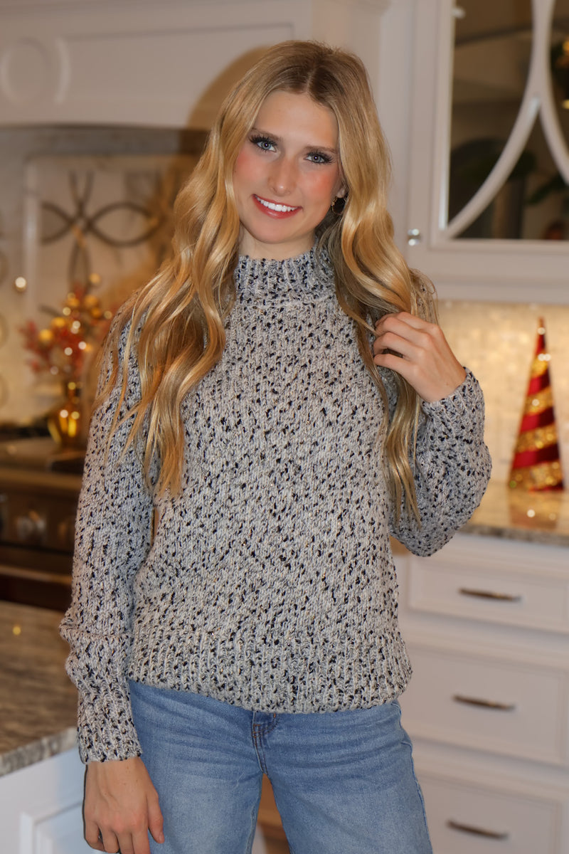 Tribal Greer Mock Neck Sweater : Grey