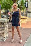 Adriatic Pintstripe Button Romper : Navy