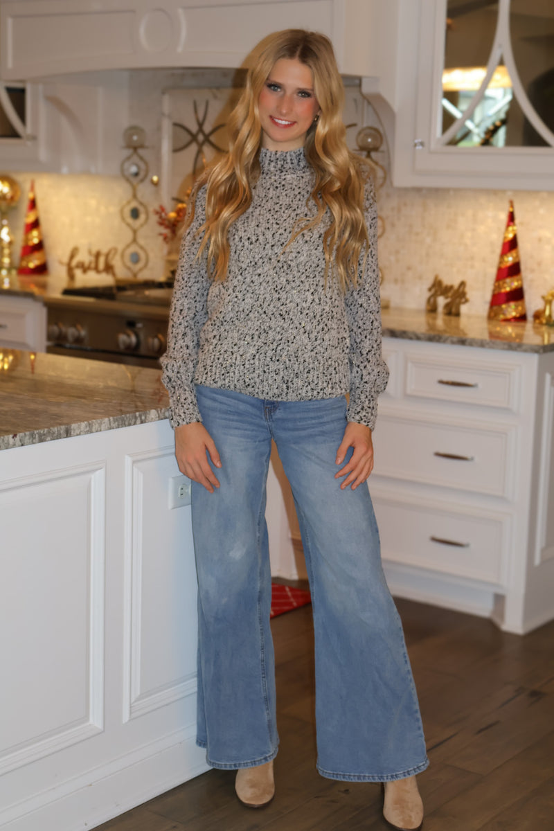 Tribal Greer Mock Neck Sweater : Grey