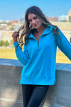 Thea Vintage Wash Long Pullover : Capri Blue