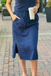 Night Falls Elastic Waist Skirt : Navy