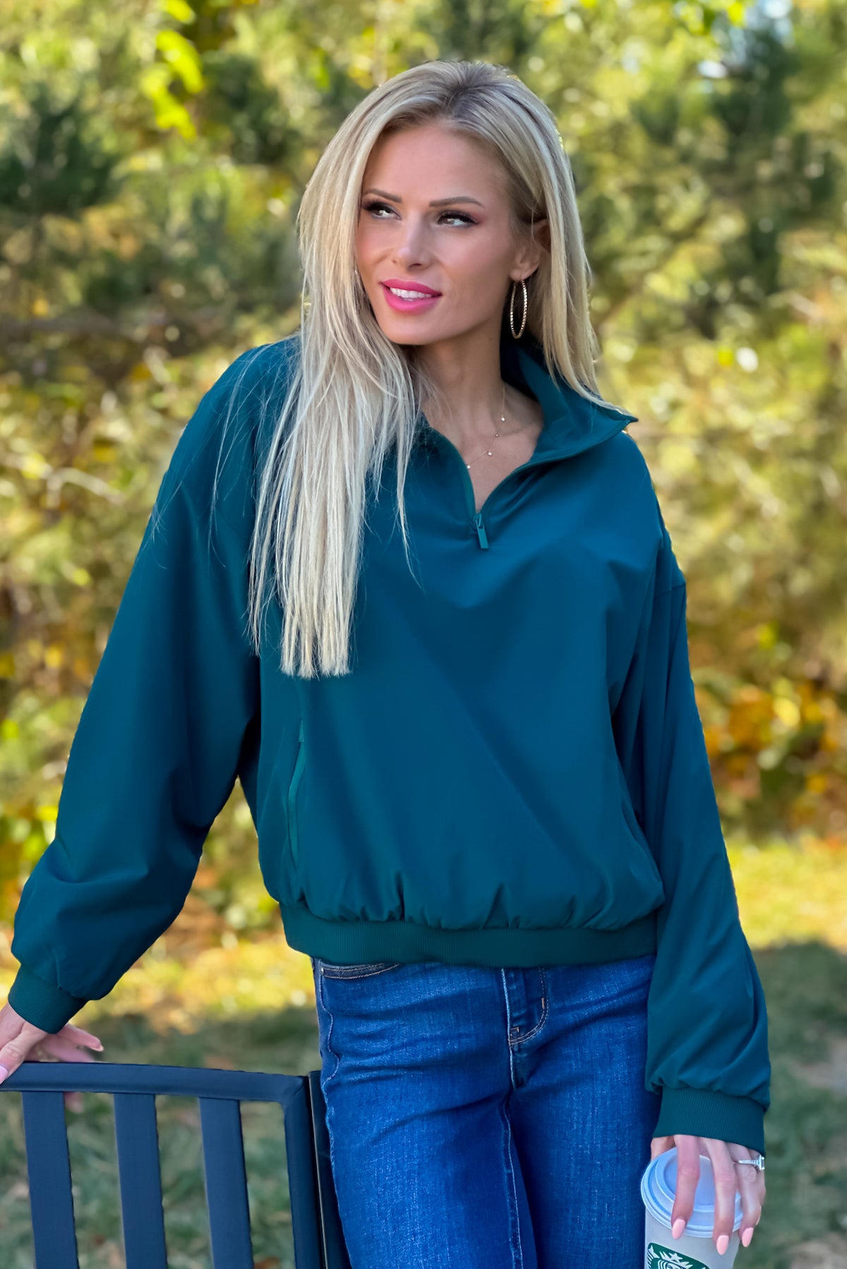 Morning Walk Fleece Lined Pullover : Green