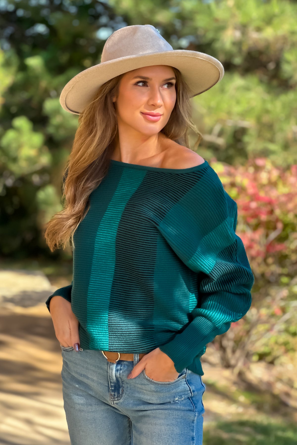 Liverpool Shannnon Boat Neck Dolman Sweater : Green