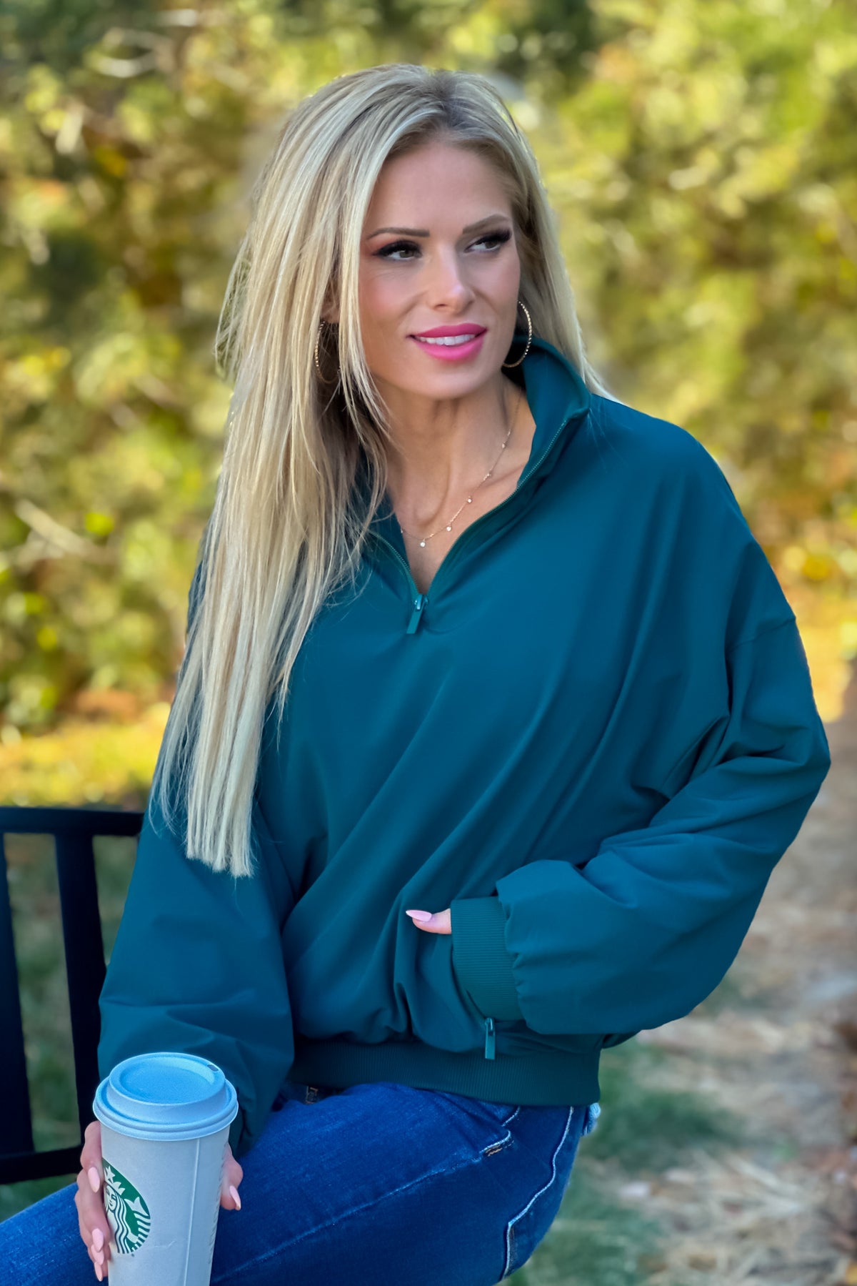 Morning Walk Fleece Lined Pullover : Green