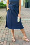 Night Falls Elastic Waist Skirt : Navy