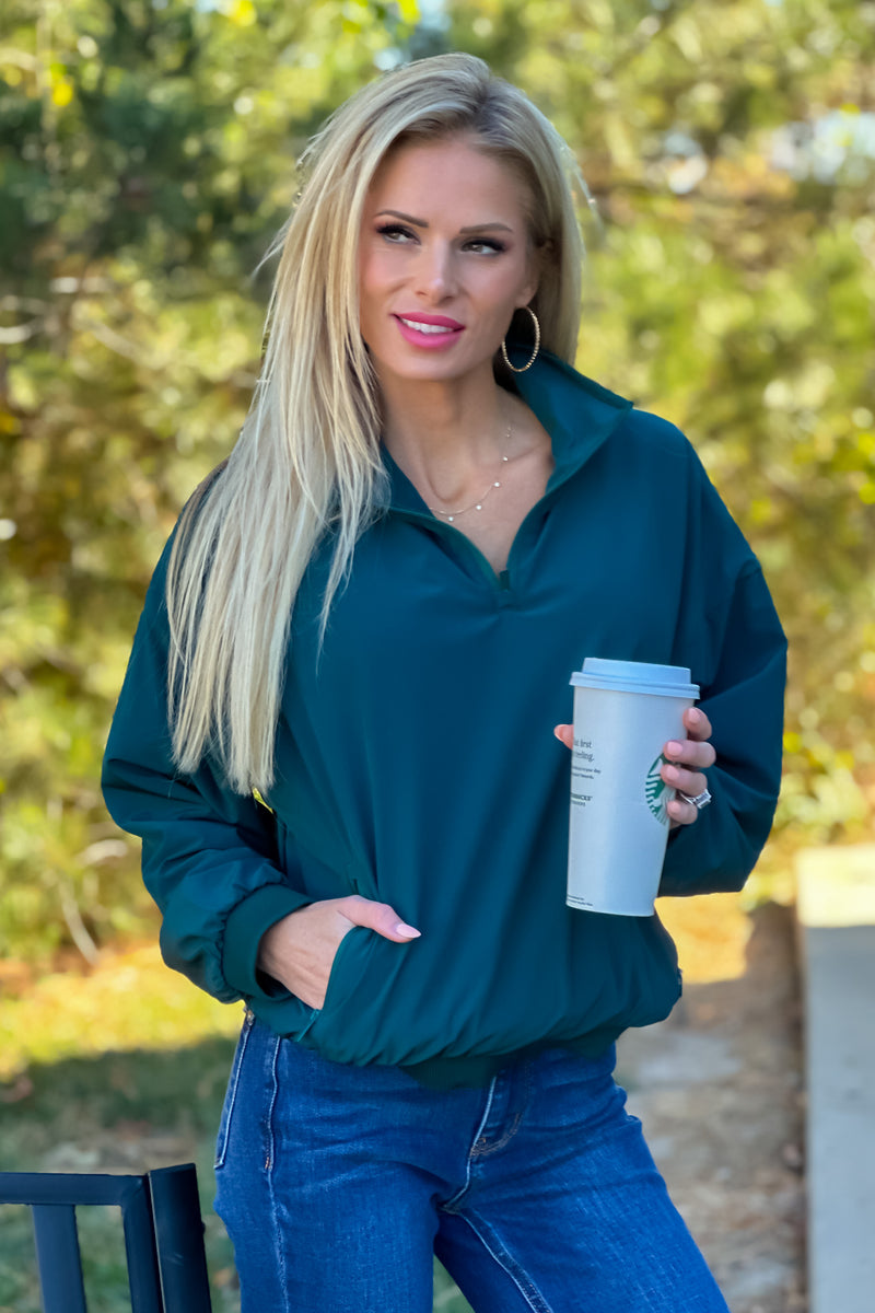 Morning Walk Fleece Lined Pullover : Green