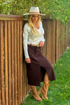 Elaine Stretch Rib Midi Skirt : Chocolate