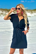 Tribal Sport Hartley Zip Polo Dress : Black