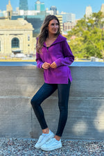 Thea Vintage Wash Long Pullover : Eggplant