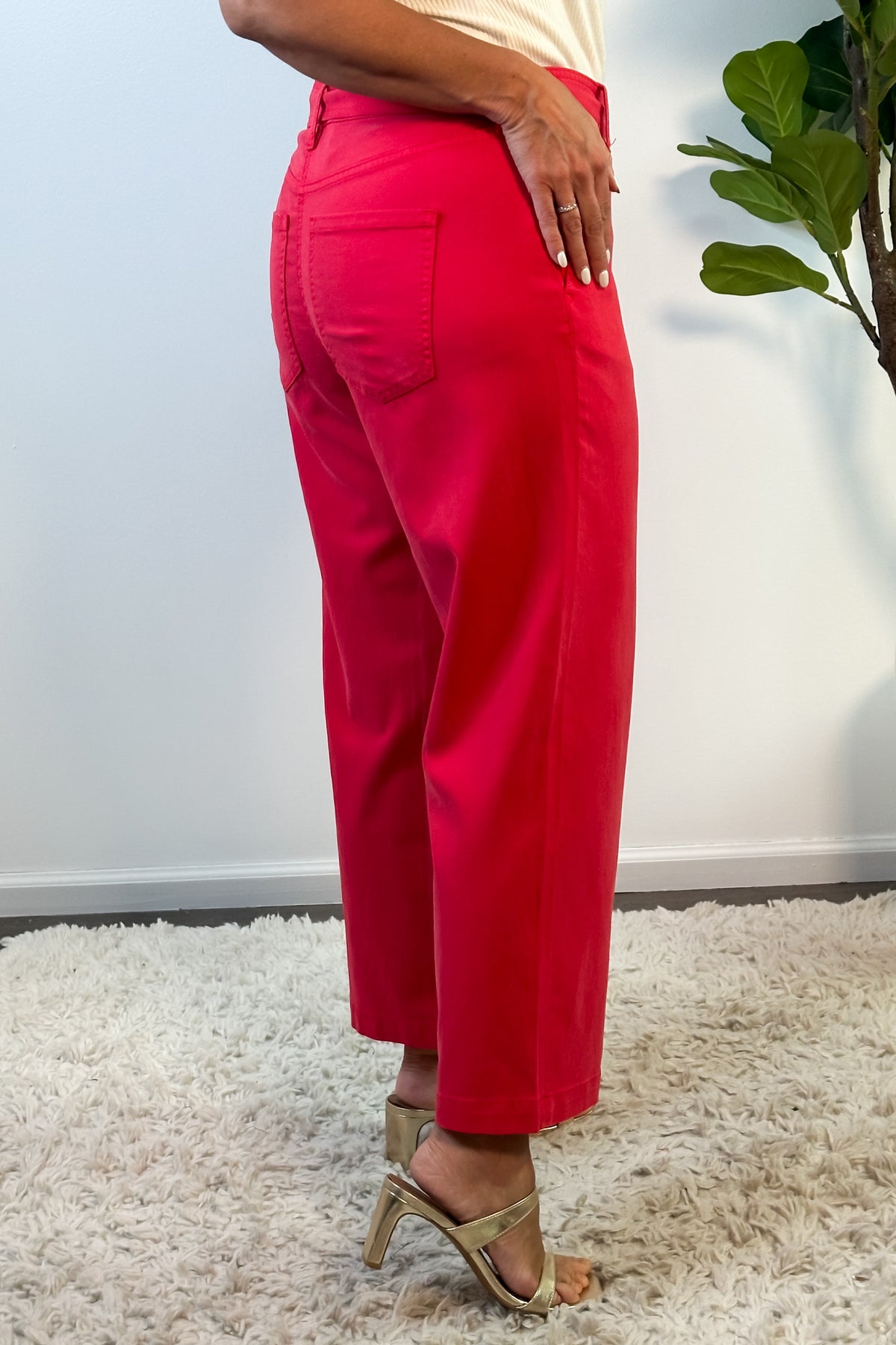 Liverpool Serena Hi Rise Crop Wide Leg Pant : Geranium