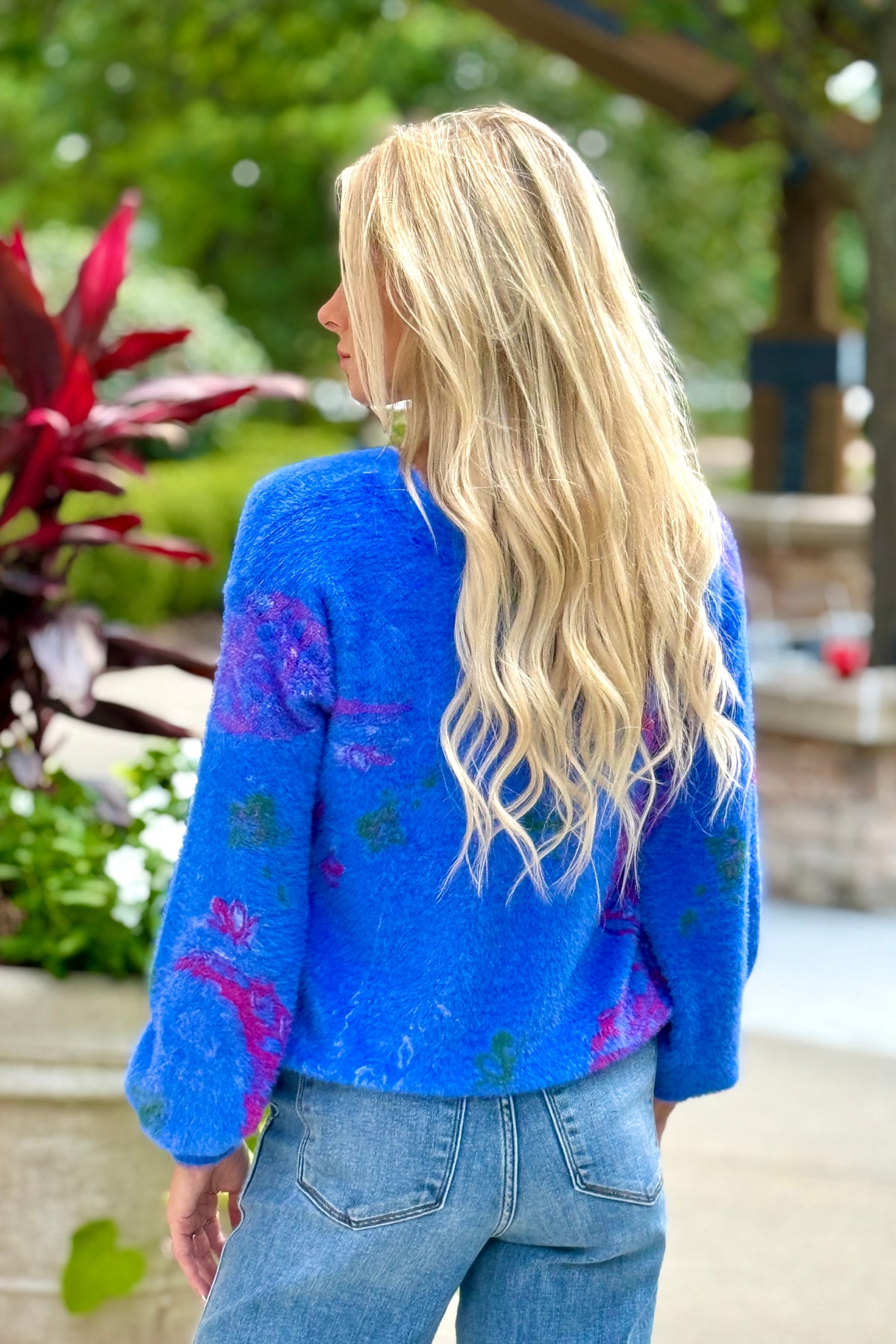 Tribal Acacia Front 2 Back Sweater : Lapis