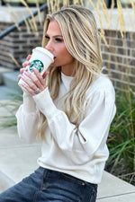 Follow Your Path Pleated Puff Sleeve Sweater : Natural