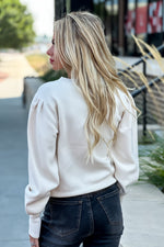 Follow Your Path Pleated Puff Sleeve Sweater : Natural