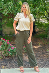 Tribal Marlena Wide Leg Pant : Olive