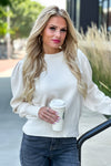 Follow Your Path Pleated Puff Sleeve Sweater : Natural