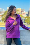 Thea Vintage Wash Long Pullover : Eggplant