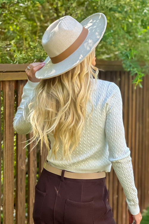 Zaylee Cable Knit Pullover Top : Off White