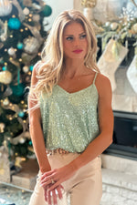 Cocktails on Main Sequin Cami : Seafoam