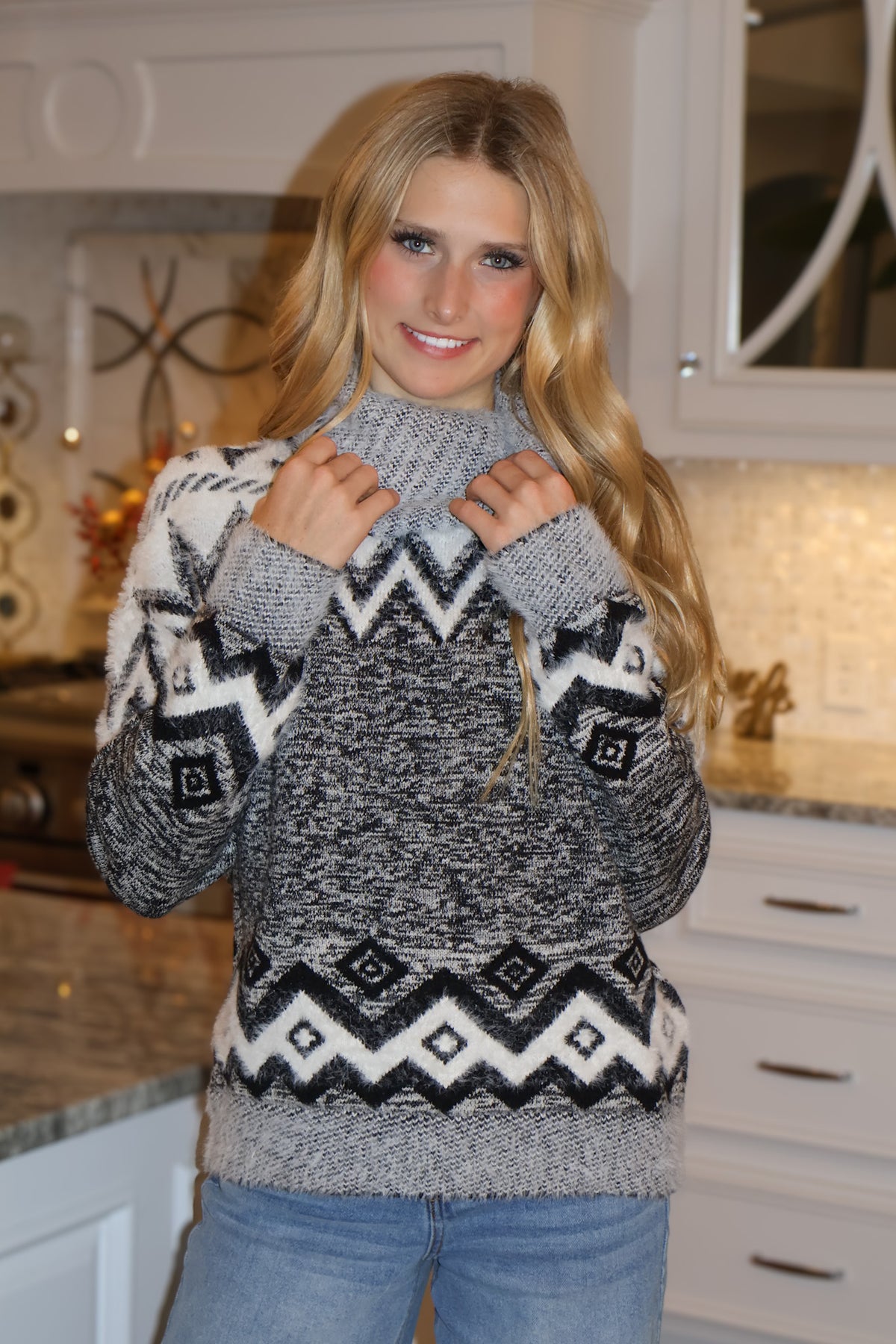 Tribal Cosima Turtle Neck Sweater : Black