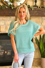 Lizzi Crochet Weave Slouchy Sweater : Seafoam