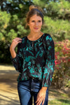 Liverpool Wendy Long Sleeve Shirred Blouse:Black