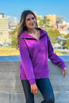 Thea Vintage Wash Long Pullover : Eggplant