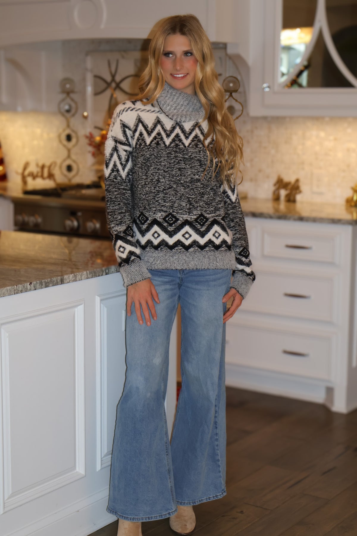 Tribal Cosima Turtle Neck Sweater : Black