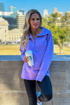 Thea Vintage Wash Long Pullover : Lilac