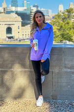 Thea Vintage Wash Long Pullover : Lilac