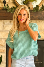 Lizzi Crochet Weave Slouchy Sweater : Seafoam