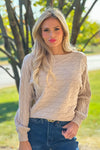 Leanna Textured Fine Gauge Sweater : Warm Heather Oat