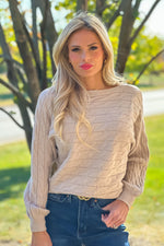 Leanna Textured Fine Gauge Sweater : Warm Heather Oat