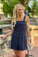 Adriatic Pintstripe Button Romper : Navy