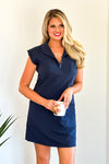 All Day Casual 1/2 Zip Dress : Navy