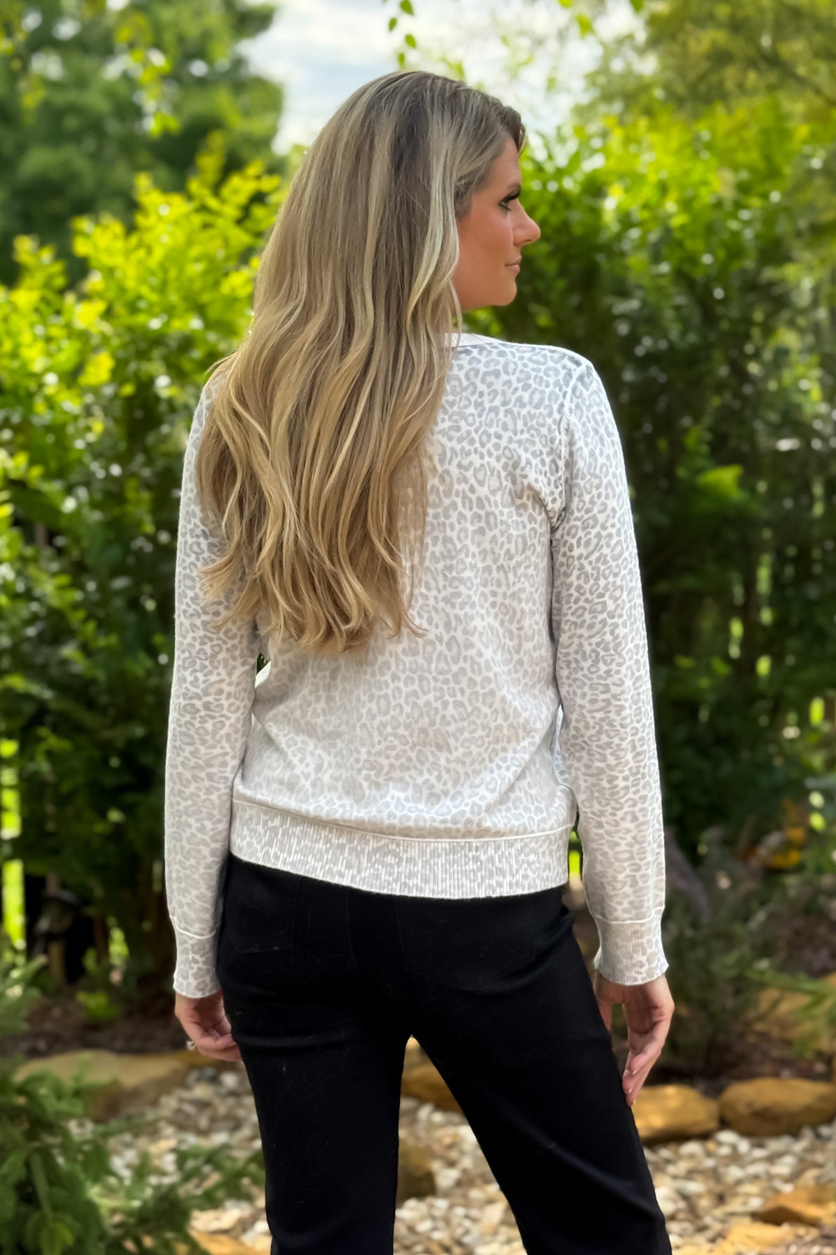Myah Faded Animal Print Button Up Cardigan : Cream