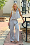 Benal 2 piece linen blend outfit : Cool Sage Grey