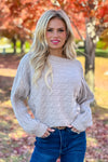 Leanna Textured Fine Gauge Sweater : Warm Heather Oat