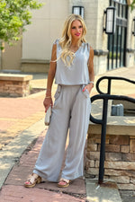 Benal 2 piece linen blend outfit : Cool Sage Grey