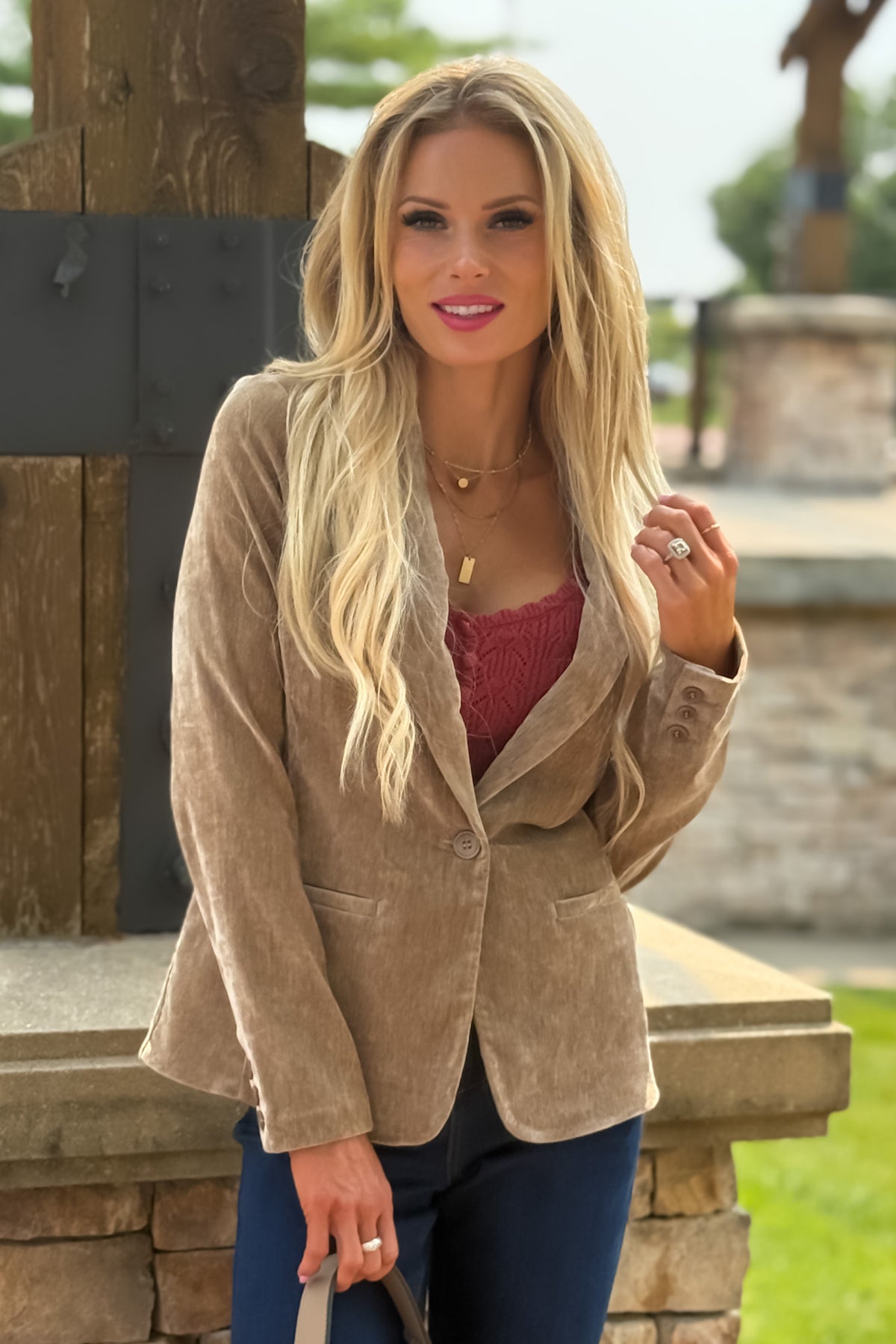 Liverpool Chanell Fitted Blazer : Khaki