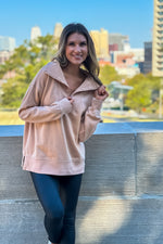 Thea Vintage Wash Long Pullover : Toasted Almond