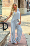 Benal 2 piece linen blend outfit : Cool Sage Grey