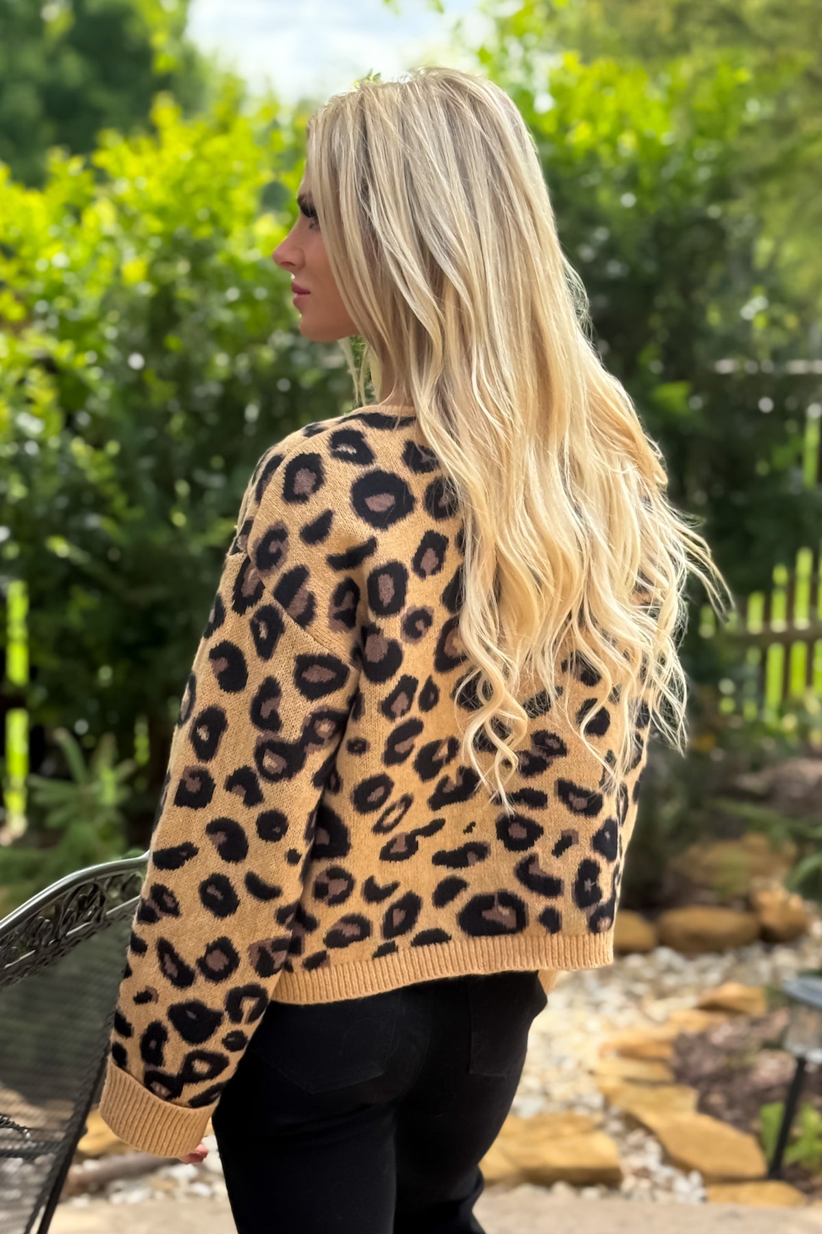 Gretchen Leopard Print Knit Sweater : Camel