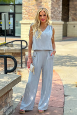 Benal 2 piece linen blend outfit : Cool Sage Grey