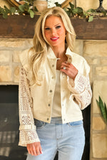 Ladonna Crochet Sleeve Jacket : Ivory