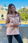 Thea Vintage Wash Long Pullover : Toasted Almond